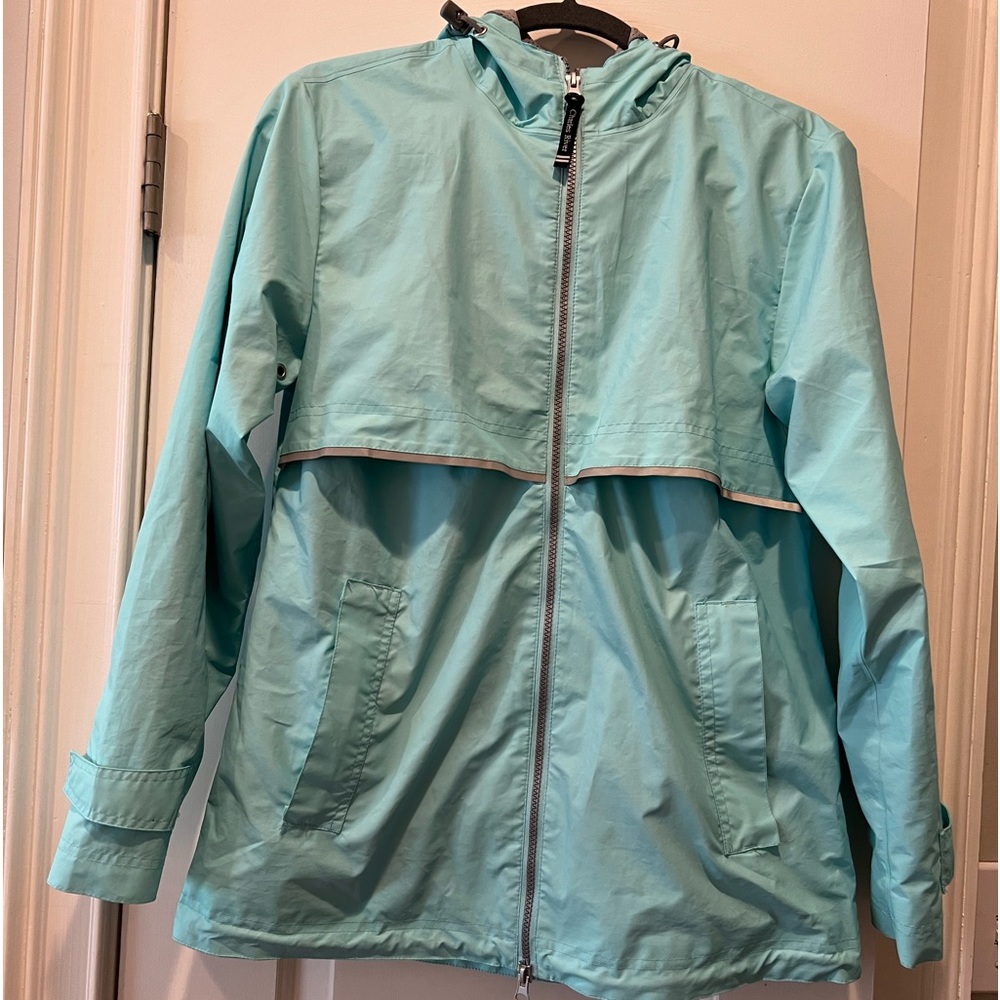 Charles River teal/turquoise rain jacket